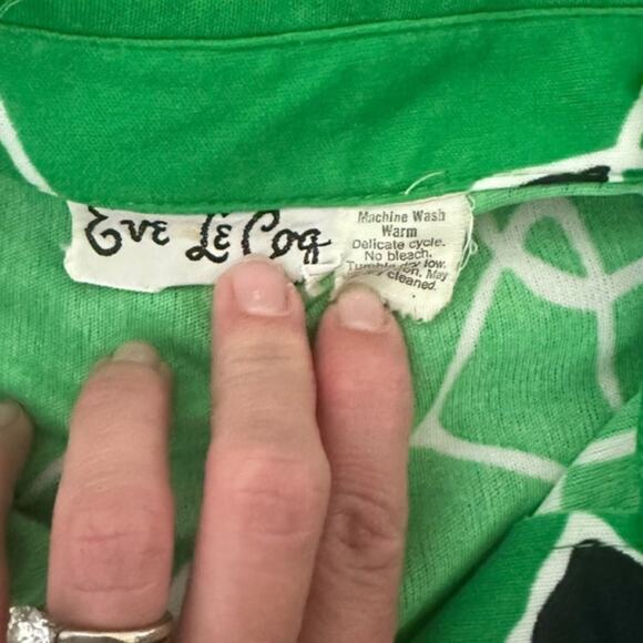 Vintage Eve Le Cog Kelly Green Geometric Print 2pc Set - Picture 5 of 11